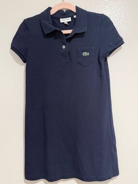 Lacoste Girls Navy Polo Dress with Chest Pocket